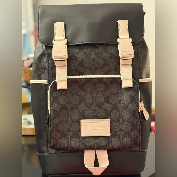 Coach Signature Black and Tan Men's Backpack - Picture 1 of 9